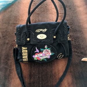 Canvas Ed Hardy flap top bag